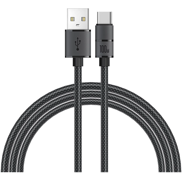 Recci RS08C Warrior Serisi 100W Hızlı Şarj Özellikli USB-A To Type-C Kablo 1.2M - Gri