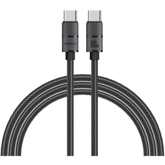Recci RS08CCPD Warrior Serisi 100W Hızlı Şarj Özellikli Type-C To Type-C PD Kablo 1.2M - Gri