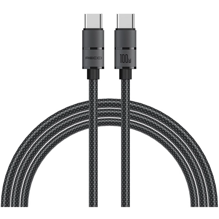 Recci RS08CCPD Warrior Serisi 100W Hızlı Şarj Özellikli Type-C To Type-C PD Kablo 1.2M - Gri
