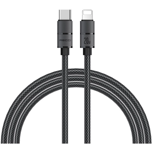Recci RS08CLPD Warrior Serisi 20W Hızlı Şarj Özellikli Type-C To Lightning PD Kablo 1.2M - Gri