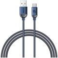 Recci RS09C Crystal Serisi 100W Hızlı Şarj Özellikli USB-A To Type-C Kablo 1.2M - Mavi