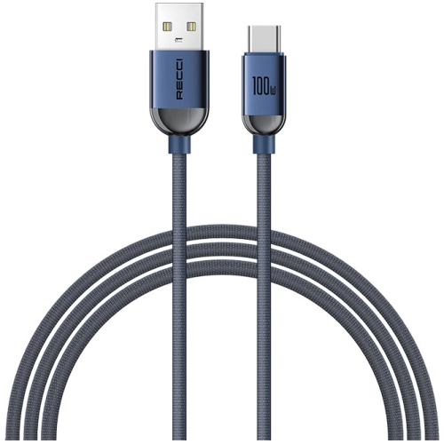 Recci RS09C Crystal Serisi 100W Hızlı Şarj Özellikli USB-A To Type-C Kablo 1.2M - Mavi
