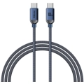 Recci RS09CCPD Crystal Serisi 100W Hızlı Şarj Özellikli Type-C To Type-C PD Kablo 1.2M - Mavi