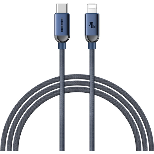 Recci RS09CLPD Crystal Serisi 20W Hızlı Şarj Özellikli Type-C To Lightning PD Kablo 1.2M - Mavi