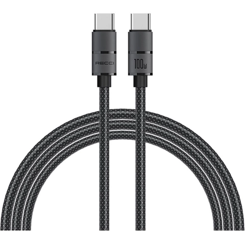 Recci RS12CC Warrior Serisi 100W Hızlı Şarj Özellikli Type-C To Type-C PD Kablo 2M - Gri