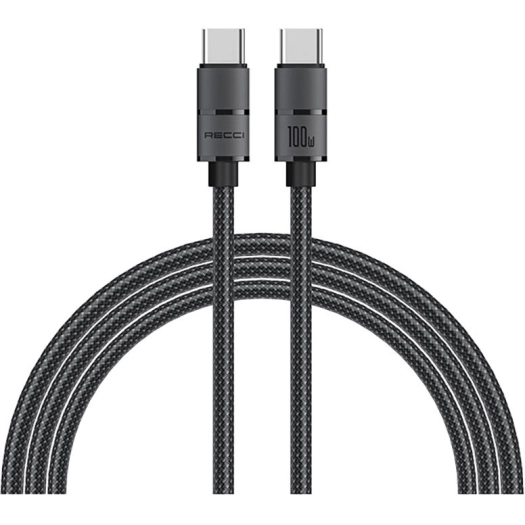 Recci RS12CC Warrior Serisi 100W Hızlı Şarj Özellikli Type-C To Type-C PD Kablo 2M - Gri