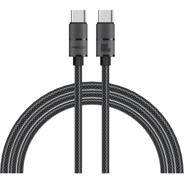Recci RS12CC Warrior Serisi 100W Hızlı Şarj Özellikli Type-C To Type-C PD Kablo 2M - Gri