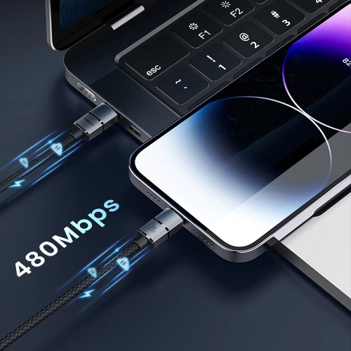 Recci RS12CL Warrior Serisi 20W Hızlı Şarj Özellikli Type-C To Lightning PD Kablo 2M - Gri