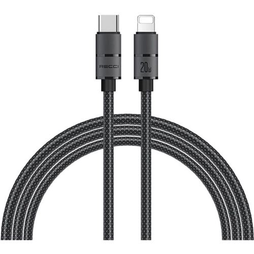Recci RS12CL Warrior Serisi 20W Hızlı Şarj Özellikli Type-C To Lightning PD Kablo 2M - Gri