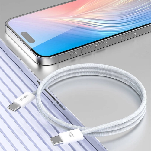 Recci RS13CC Nature Serisi 60W Hızlı Şarj Özellikli Type-C To Type-C PD Kablo 1.2M - Beyaz