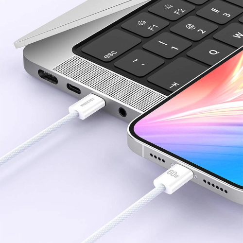 Recci RS13CC Nature Serisi 60W Hızlı Şarj Özellikli Type-C To Type-C PD Kablo 1.2M - Beyaz