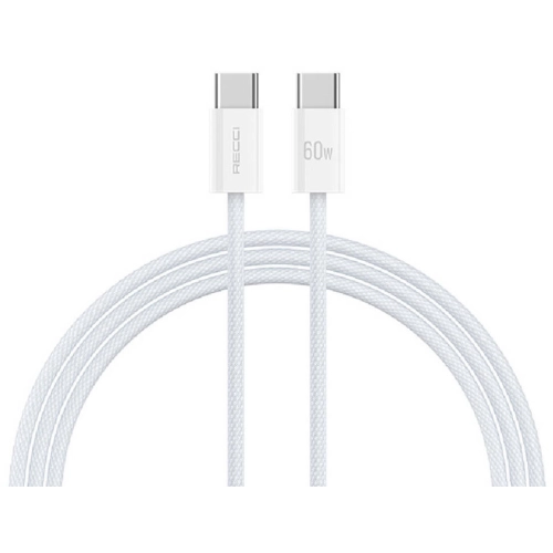 Recci RS13CC Nature Serisi 60W Hızlı Şarj Özellikli Type-C To Type-C PD Kablo 1.2M - Beyaz