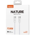 Recci RS15CC Nature Serisi 60W Hızlı Şarj Özellikli Type-C To Type-C PD Kablo 2M - Beyaz