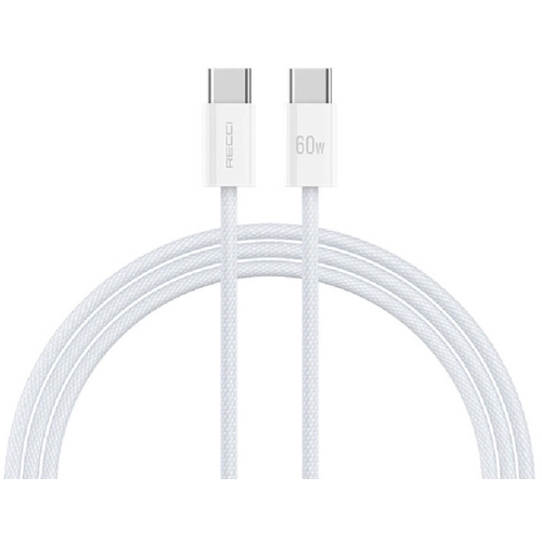 Recci RS15CC Nature Serisi 60W Hızlı Şarj Özellikli Type-C To Type-C PD Kablo 2M - Beyaz