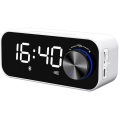 Recci RSK-W11 FM/TF Çift Alarmlı Dijital Saatli Wireless Bluetooth 5.0 Speaker Hoparlör 3W 1200mAh - Beyaz