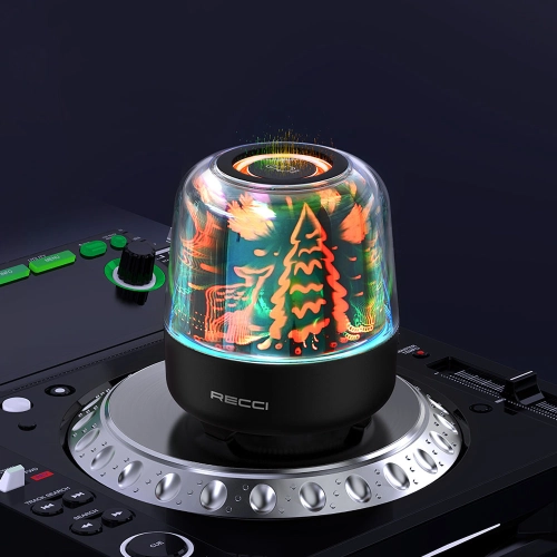 Recci RSK-W20 Magic Forest Serisi TF/AUX/USB Hi-Fi RGB Işıklı Wireless Bluetooth 5.0 Speaker Hoparlör 1200mAh - Siyah