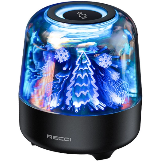 Recci RSK-W20 Magic Forest Serisi TF/AUX/USB Hi-Fi RGB Işıklı Wireless Bluetooth 5.0 Speaker Hoparlör 1200mAh - Siyah