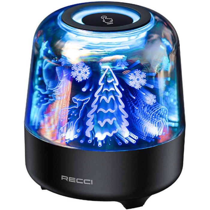 Recci RSK-W20 Magic Forest Serisi TF/AUX/USB Hi-Fi RGB Işıklı Wireless Bluetooth 5.0 Speaker Hoparlör 1200mAh - Siyah