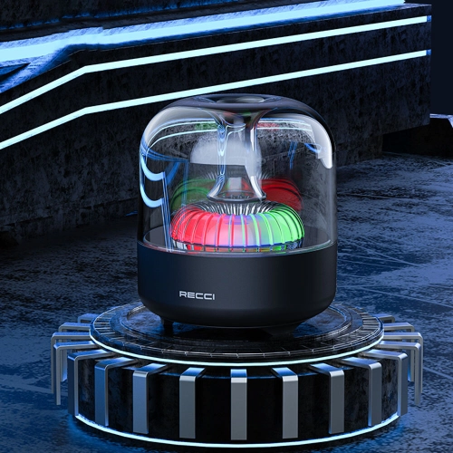 Recci RSK-W31 Amber Serisi FM/TF/AUX Hi-Fi RGB Işıklı Wireless Bluetooth 5.0 Speaker Hoparlör 5W 500mAh - Siyah