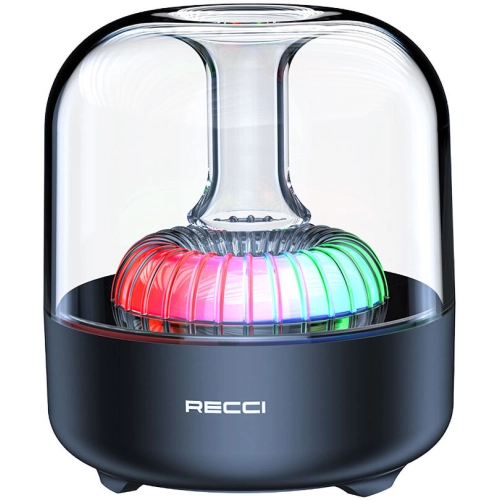 Recci RSK-W31 Amber Serisi FM/TF/AUX Hi-Fi RGB Işıklı Wireless Bluetooth 5.0 Speaker Hoparlör 5W 500mAh - Siyah