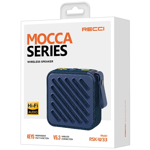 Recci RSK-W33 Mocca Serisi TF/AUX/USB Askılı Akıllı Wireless Bluetooth 5.3 Speaker Hoparlör - Siyah