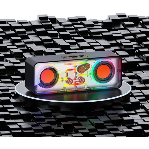 Recci RSK-W38 Space Station Serisi RGB Led Işıklı Bluetooth Hoparlör - Siyah