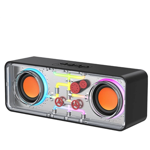 Recci RSK-W38 Space Station Serisi RGB Led Işıklı Bluetooth Hoparlör - Siyah