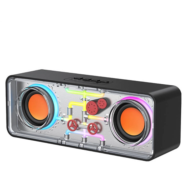 Recci RSK-W38 Space Station Serisi RGB Led Işıklı Bluetooth Hoparlör - Siyah