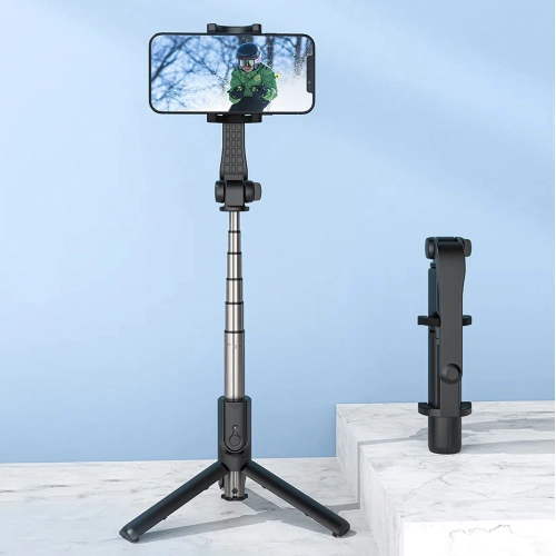 Recci RSS-W02 Bluetooth 5.0 Uzaktan Kumandalı Çok Fonksiyonlu Selfie Çubuğu - Siyah