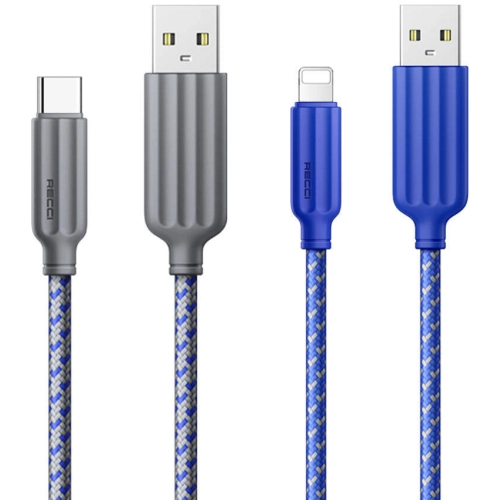 Recci RTC-N23C 3A Hızlı Şarj Özellikli Type-C to USB-A Kablo 1M - Mavi