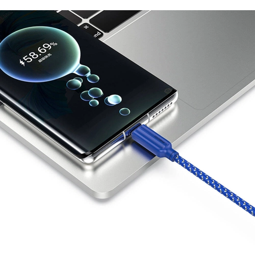 Recci RTC-N23L 2.4A Hızlı Şarj Özellikli Lightning to USB-A Kablo 1M - Mavi