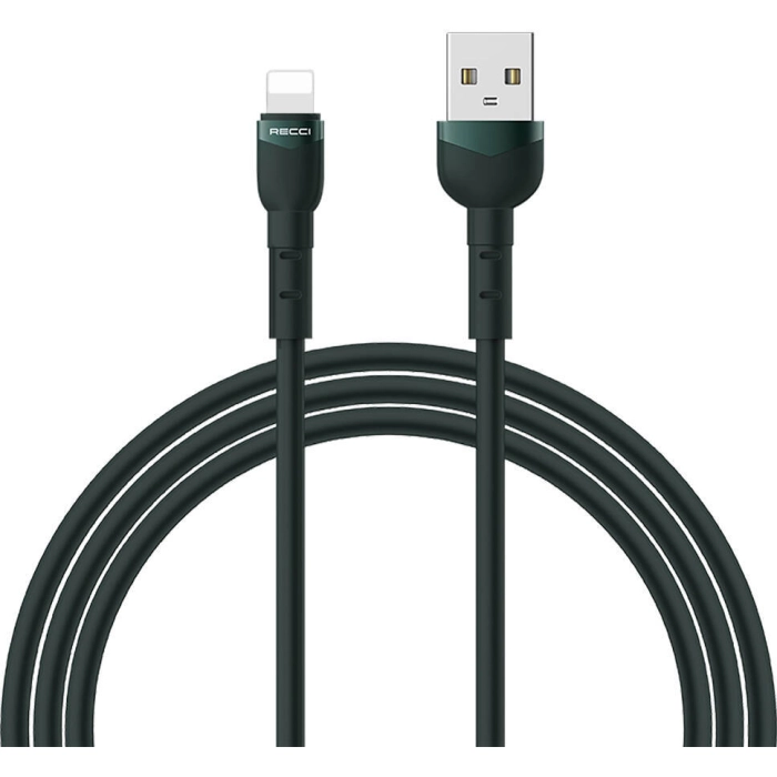 Recci RTC-N35L Hızlı Şarj Özellikli 100cm Lightning to USB-A Kablo - Yeşil
