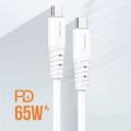 Recci RTC-P09CC Silicone Serisi 65W Hızlı Şarj Özellikli Type-C To Type-C PD Kablo 1.5M - Beyaz