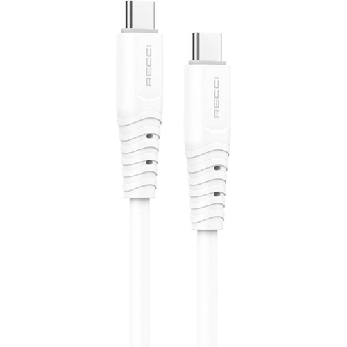 Recci RTC-P09CC Silicone Serisi 65W Hızlı Şarj Özellikli Type-C To Type-C PD Kablo 1.5M - Beyaz