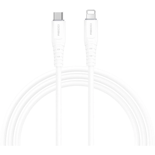 Recci RTC-P09CL Silicone Serisi 20W Hızlı Şarj Özellikli Type-C To Lightning PD Kablo 1.5M - Beyaz