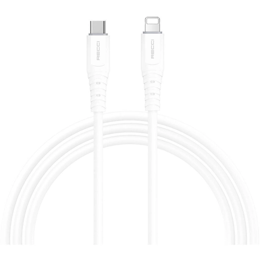 Recci RTC-P09CL Silicone Serisi 20W Hızlı Şarj Özellikli Type-C To Lightning PD Kablo 1.5M - Beyaz