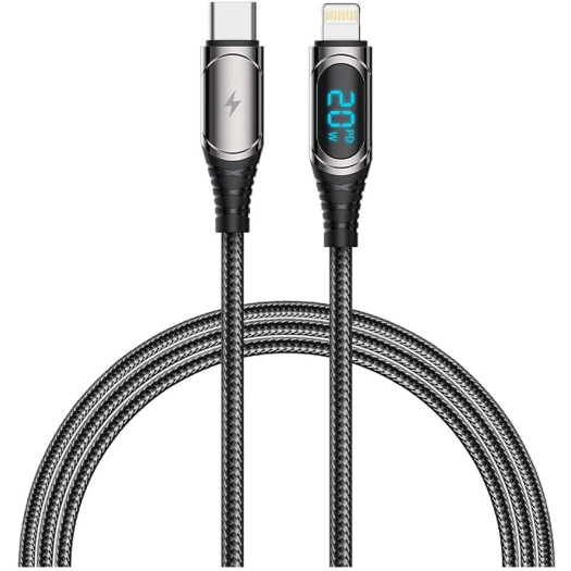 Recci RTC-P21CLPD Ghost Serisi 20W Hızlı Şarj Özellikli Type-C To Lightning PD Kablo 1.2M - Siyah