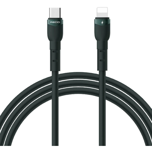 Recci RTC-P35CL Hızlı Şarj Özellikli 100cm Type-C to Lightning Kablo - Yeşil