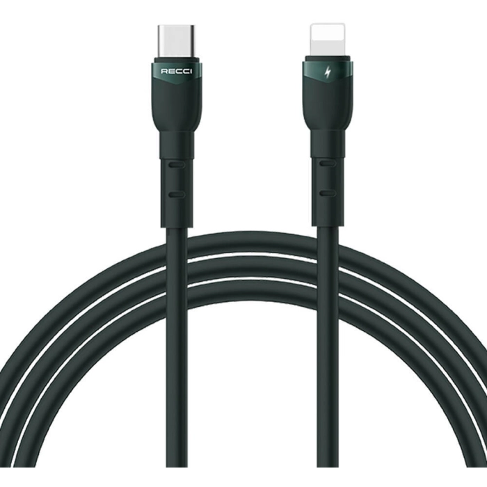 Recci RTC-P35CL Hızlı Şarj Özellikli 100cm Type-C to Lightning Kablo - Yeşil