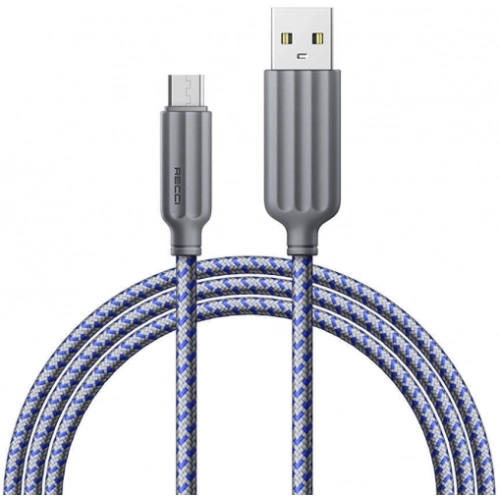 Recci RTC-N23M 2.4A Hızlı Şarj Özellikli Micro to USB-A Kablo 1M - Mavi