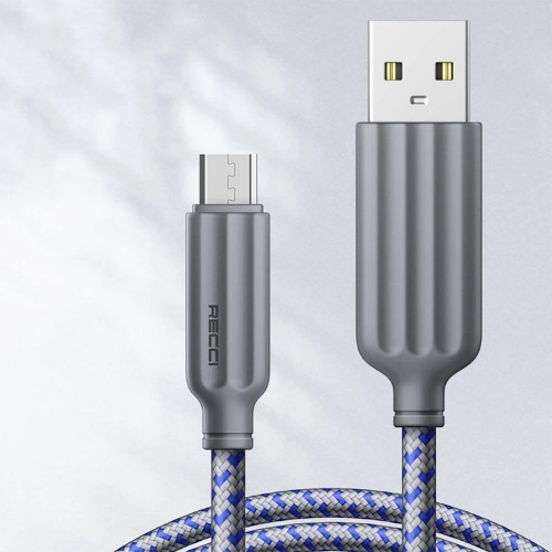 Recci RTC-N23M 2.4A Hızlı Şarj Özellikli Micro to USB-A Kablo 1M - Mavi
