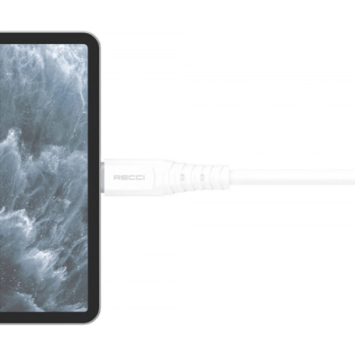 Recci RTC-P09CC Silicone Serisi 65W Hızlı Şarj Özellikli Type-C To Type-C PD Kablo 1.5M - Beyaz
