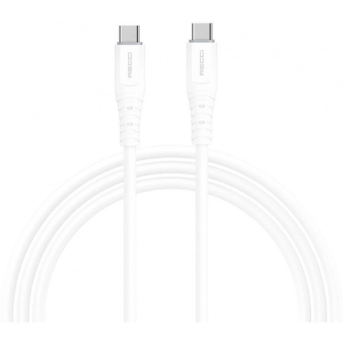 Recci RTC-P09CC Silicone Serisi 65W Hızlı Şarj Özellikli Type-C To Type-C PD Kablo 1.5M - Beyaz