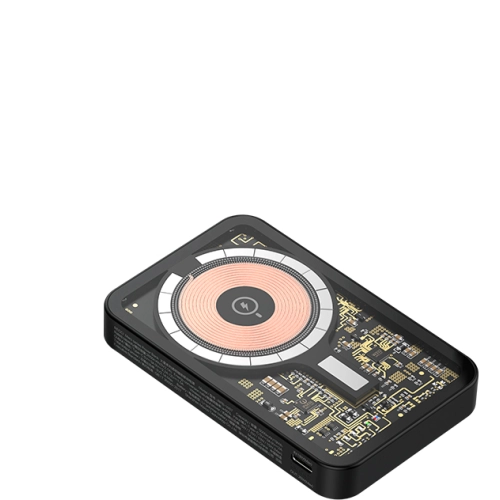 Recci W07 Şeffaf Tasarım Standlı 15W Magsafe Şarj Özellikli 20W PD Hızlı Şarj Powerbank 5000mAh - Siyah