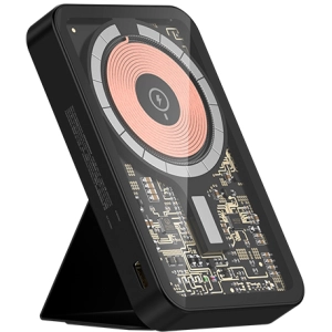 Recci W07 Şeffaf Tasarım Standlı 15W Magsafe Şarj Özellikli 20W PD Hızlı Şarj Powerbank 5000mAh - Siyah