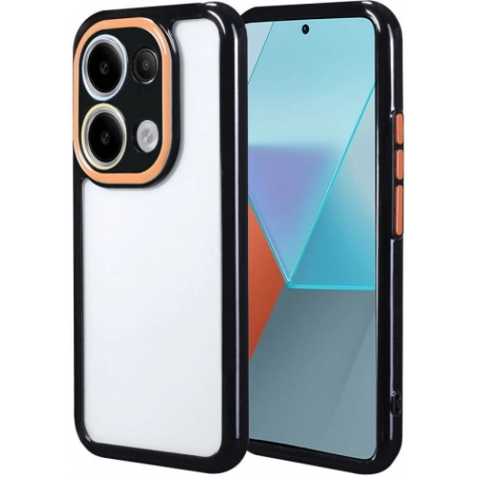 Redmi Note 13 Pro 4G Kılıf Kamera Korumalı Renkli Kenar ve Çerçeve Tasarımlı Vitamin Kapak - Siyah