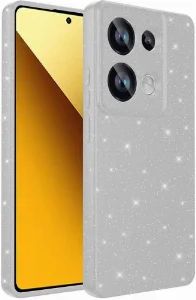 Redmi Note 13 Pro 4G Kılıf Kamera Korumalı Simli Lüks Zore Koton Kapak - Gümüş