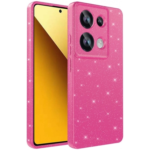 Redmi Note 13 Pro 4G Kılıf Kamera Korumalı Simli Lüks Zore Koton Kapak - Pembe Koyu