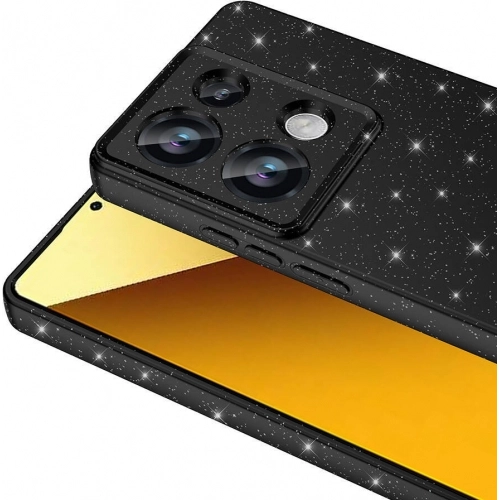 Redmi Note 13 Pro 4G Kılıf Kamera Korumalı Simli Lüks Zore Koton Kapak - Siyah