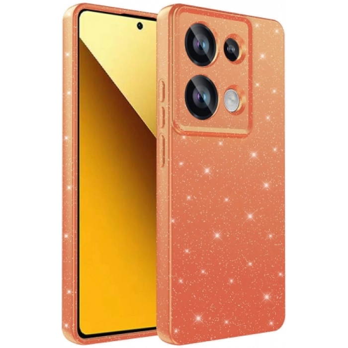 Redmi Note 13 Pro 4G Kılıf Kamera Korumalı Simli Lüks Zore Koton Kapak - Turuncu